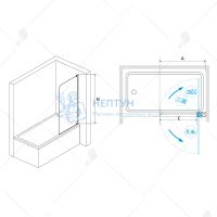 Шторка на ванну 90*150 RGW SC-01 Хром/Прозрачное/8 мм (Easy)