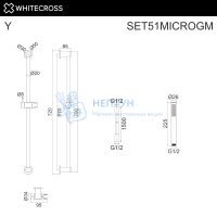 Душевой гарнитур на штанге Whitecross SET51MICROGM (оружейная сталь)