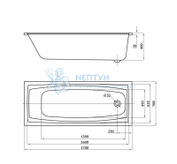 Акриловая ванна Berges Wasserhaus Feya 170x70 прямоугольная 050015
