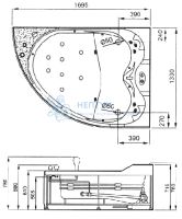 Акриловая ванна Gemy 170x170 асимметричная G9086 K R