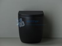 Приставной безободковый унитаз с сиденьем микролифт Ceramicanova Metropol Черный матовый CN4004MB