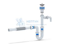 Сифон для раковины АНИ пласт DB1315 1 1/4" 32 мм прямоточный с отводом для стиральной машины
