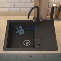Кухонная мойка кварцевая Uperwood Quartz UPD-03-04, прямоугольная, черная