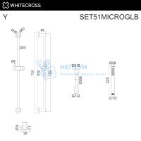 Душевой гарнитур на штанге Whitecross SET51MICROGLB (брашированное золото)