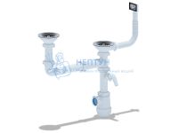 Сифон для мойки АНИ пласт Грот A7700SP 3 1/2" 40 мм двойной с отводом для стиральной машины