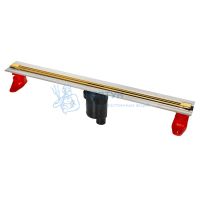 BERGES Желоб водосток SUPER Slim 800, золото глянец, вертикальный выпуск S-сифон D50/105мм H30/135мм 092054