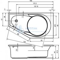 Акриловая ванна Riho Yukon 160x90 асимметричная B009001005