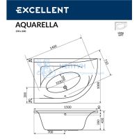 Акриловая ванна Excellent Aquarella 150x100 асимметричная WAEX.ARL15.SMART.BR бронза